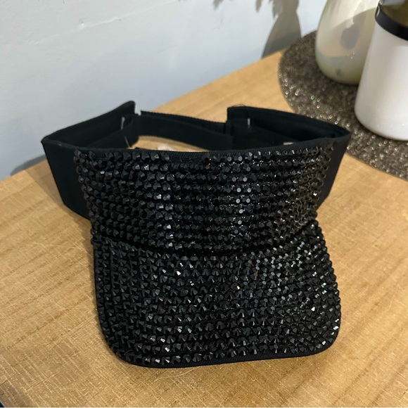 madd hatter Accessories - Rhinestone Black Visor